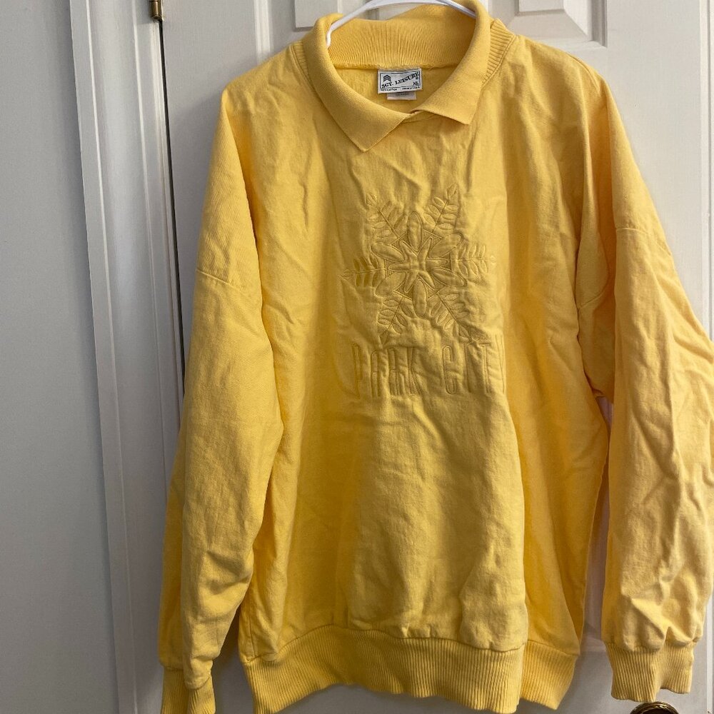 Vintage Park City Yellow Men's Long Sleeve Polo Shirt